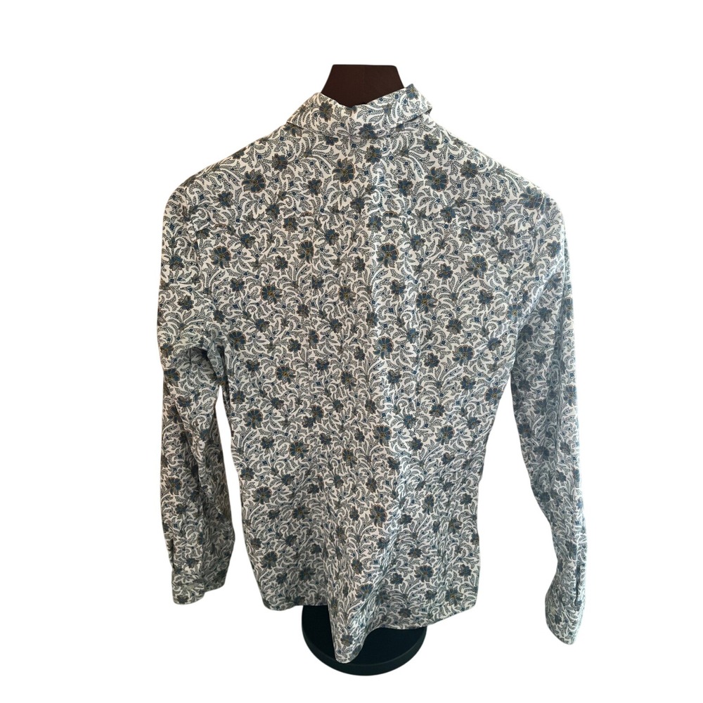 Lands' End Floral Print No Iron Pinpoint Oxford Button Down Shirt Size 4 - Picture 3 of 4